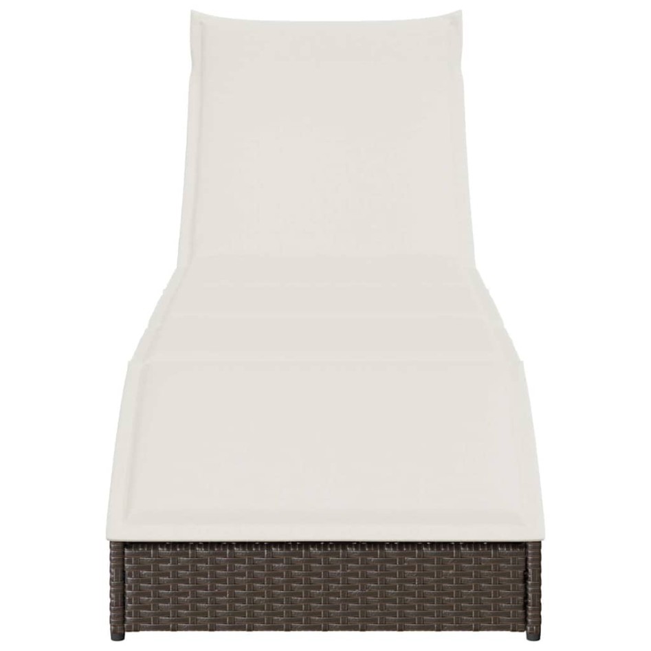 Tumbona plegable con cojín y espacio marrón ratán