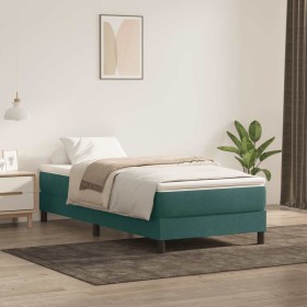 Cama box spring con colchón terciopelo verde oscuro 90x210
