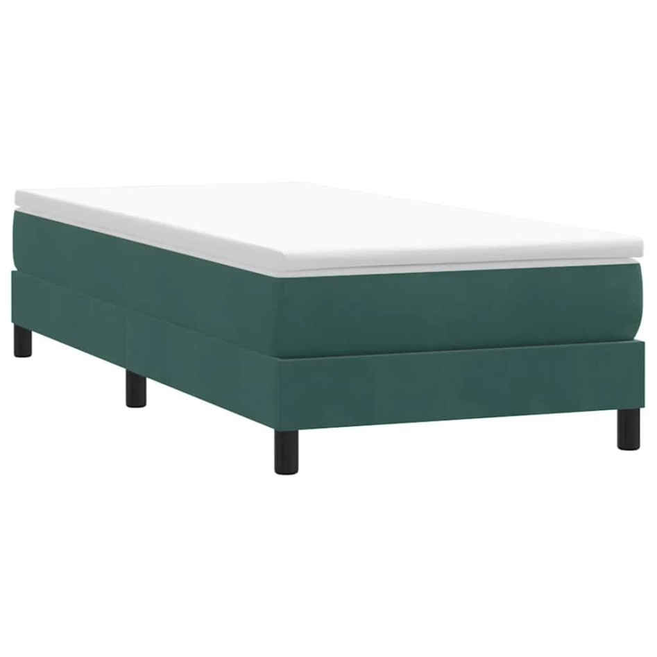 Cama box spring con colchón terciopelo verde oscuro 90x210