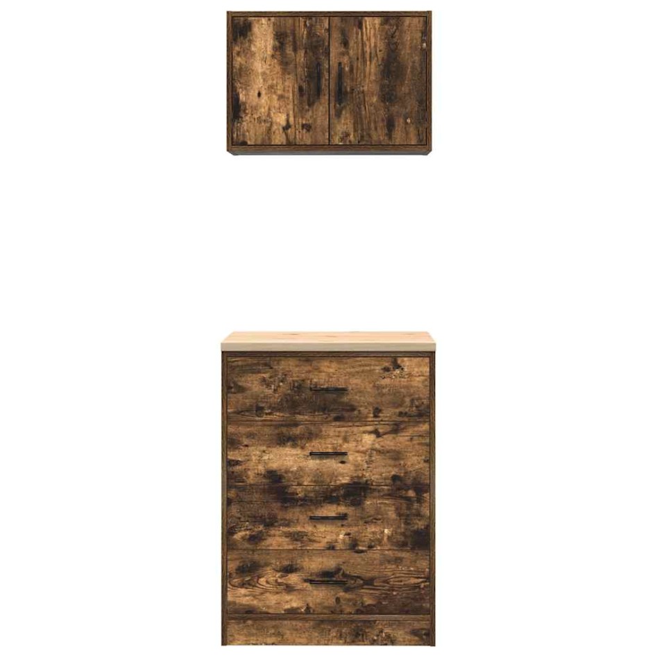 Armarios 2 uds para garaje madera ingeniería roble