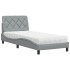 Cama con colchón tela gris claro 90x190