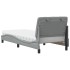 Cama con colchón tela gris claro 90x190