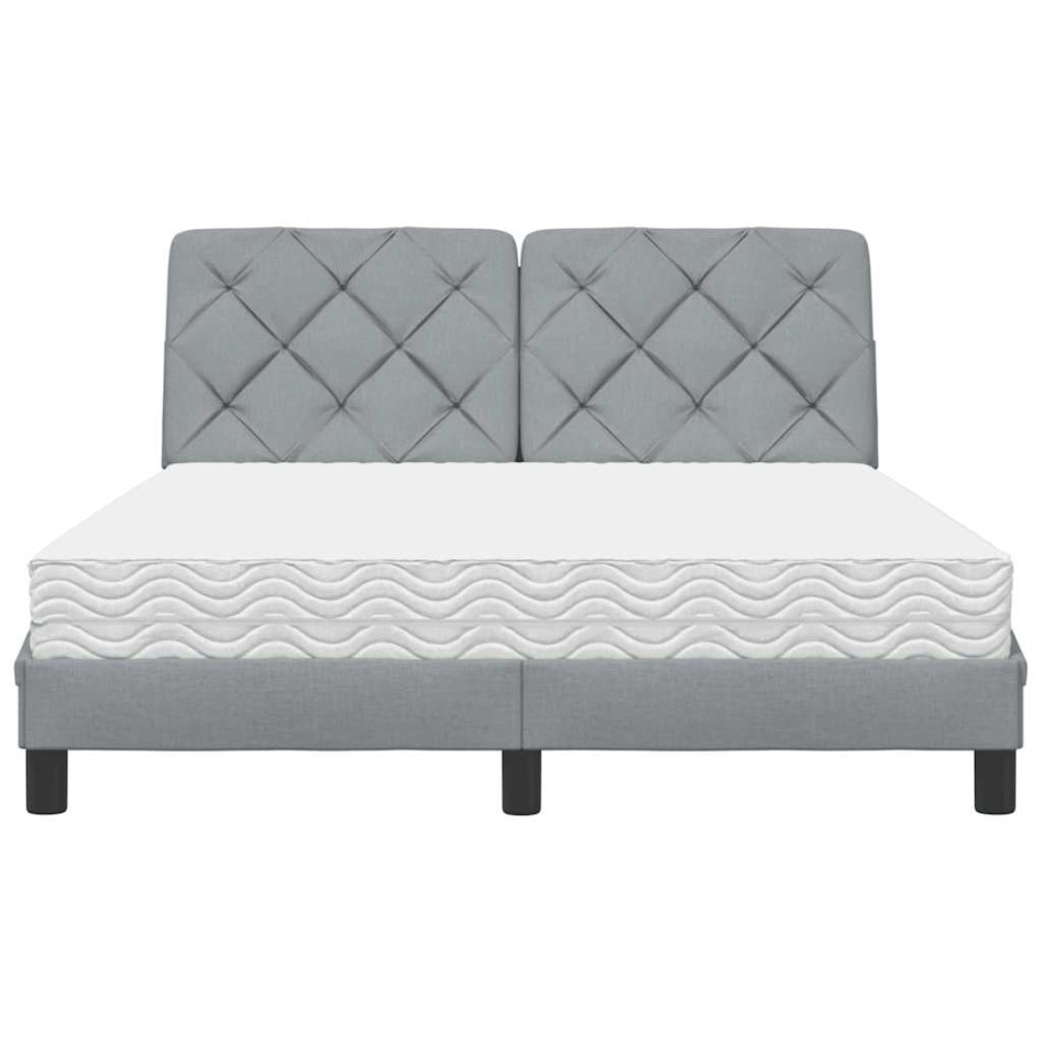 Cama con colchón tela gris claro 120x200