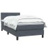 Cama box spring con colchón terciopelo gris oscuro 80x220