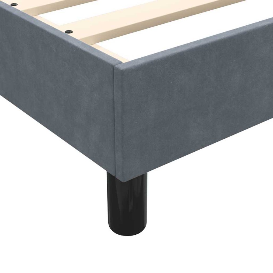 Cama box spring con colchón terciopelo gris oscuro 80x220