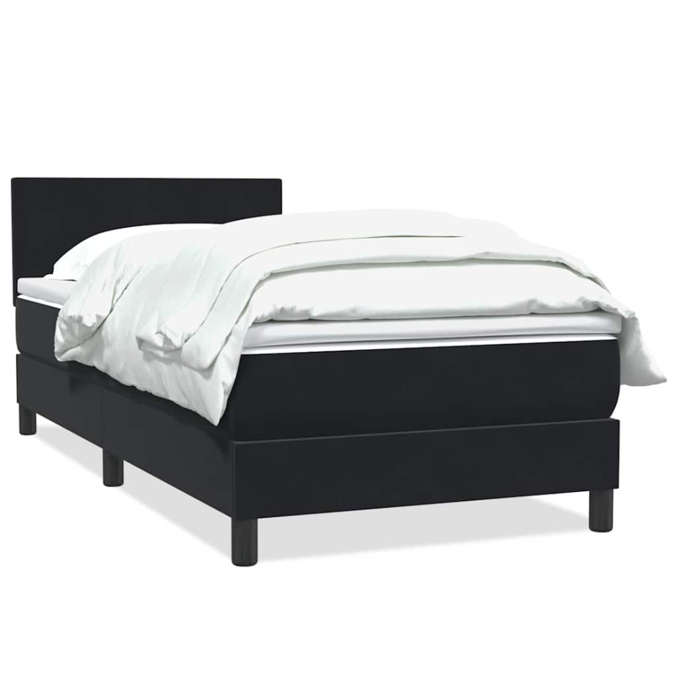Cama box spring con colchón terciopelo negro 90x220