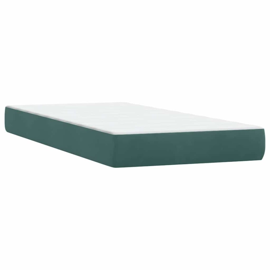 Cama box spring con colchón terciopelo verde oscuro 80x220