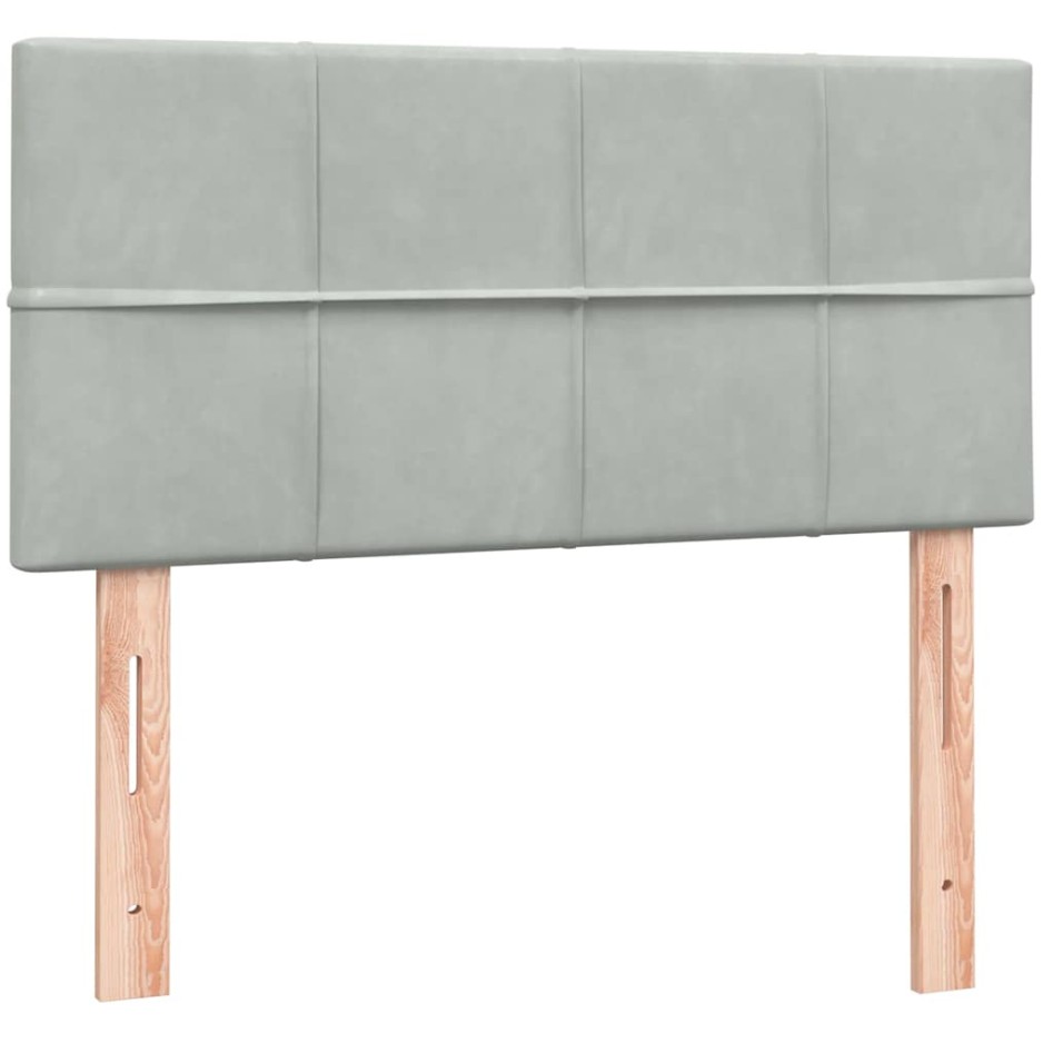 Cama box spring con colchón terciopelo gris claro 80x220