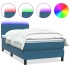 Cama box spring con colchón terciopelo azul oscuro 80x210