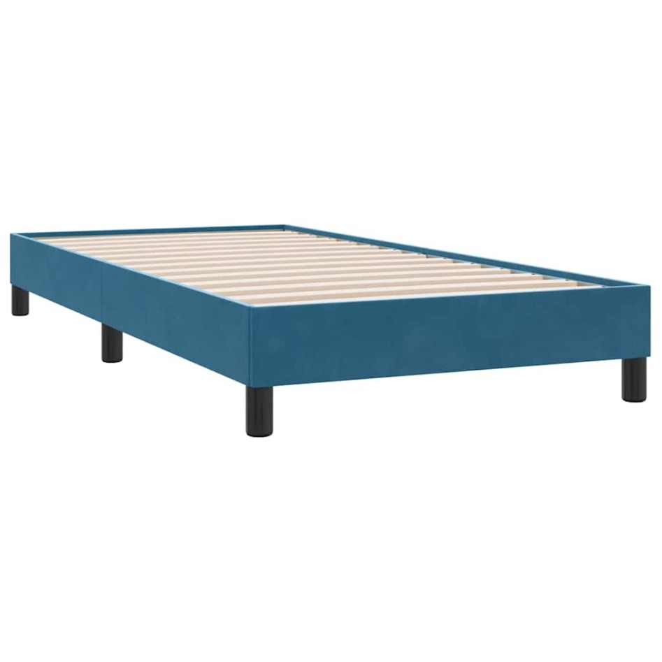 Cama box spring con colchón terciopelo azul oscuro 80x210