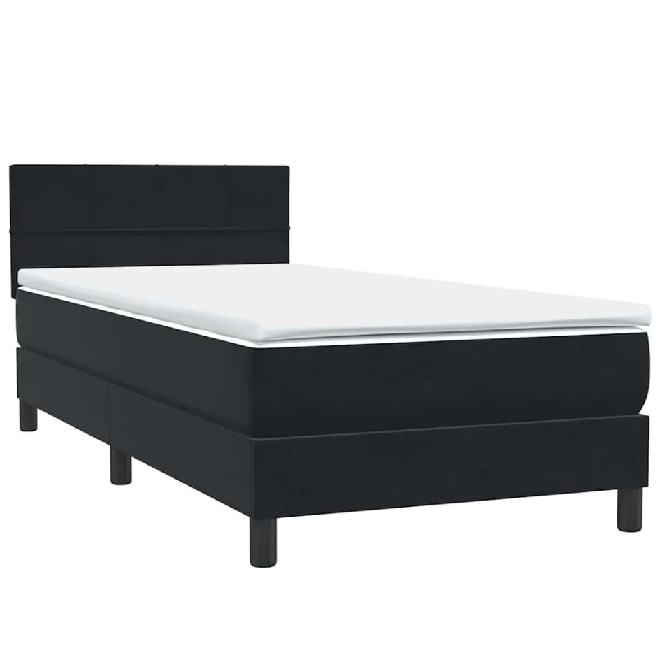 Cama box spring con colchón cuero sintético negro 80x220