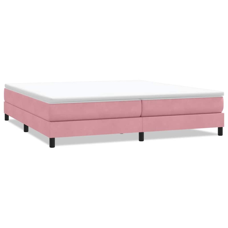 Cama box spring sin colchón rosa terciopelo 200x210
