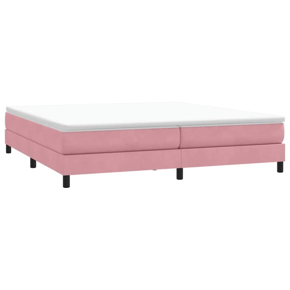 Cama box spring sin colchón rosa terciopelo 200x210