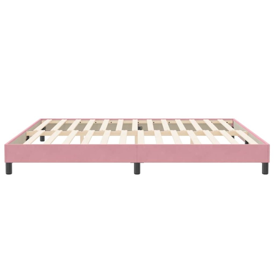 Cama box spring sin colchón rosa terciopelo 200x210