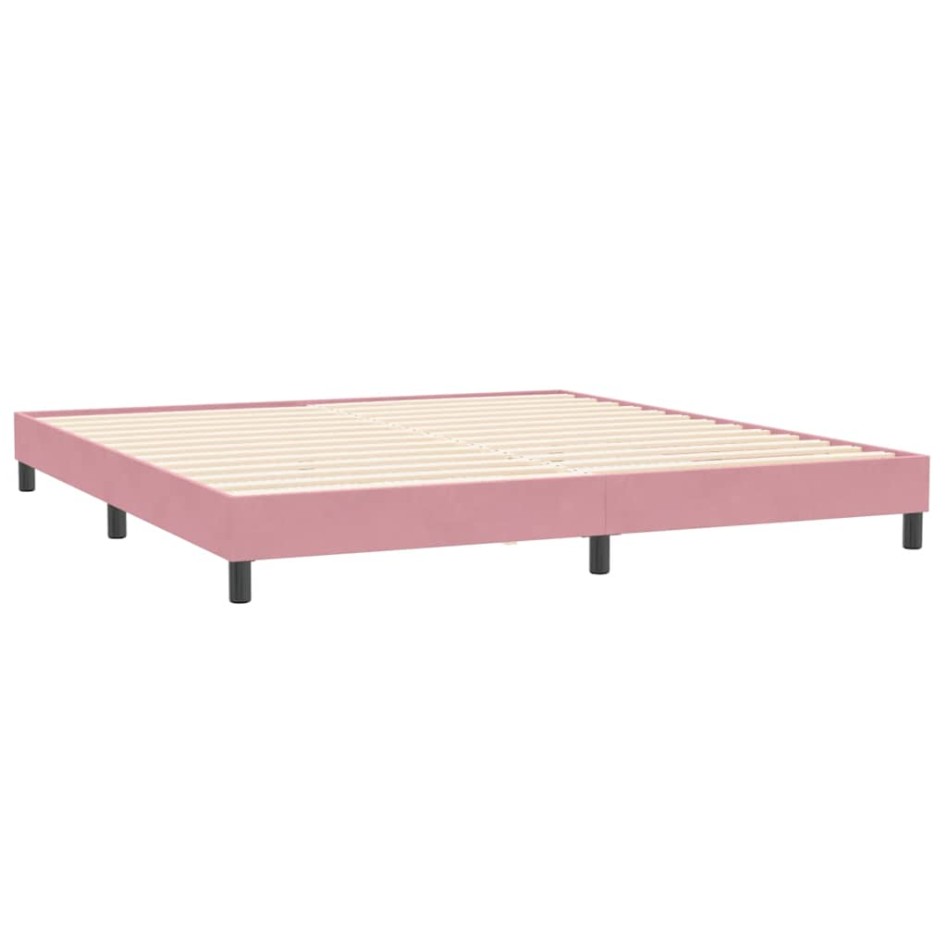 Cama box spring sin colchón rosa terciopelo 200x210