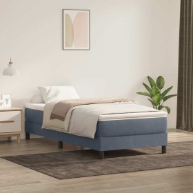 Cama box spring con colchón terciopelo gris oscuro 90x220
