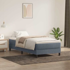 Cama box spring con colchón terciopelo gris oscuro 80x220