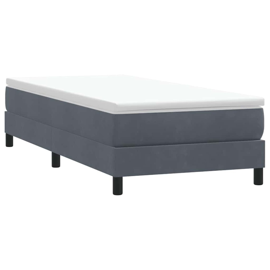 Cama box spring con colchón terciopelo gris oscuro 80x220