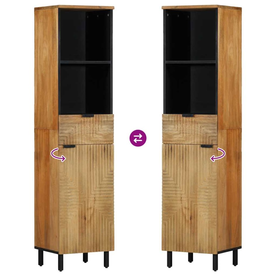 Mueble de baño de madera maciza de mango marrón 38x33x160