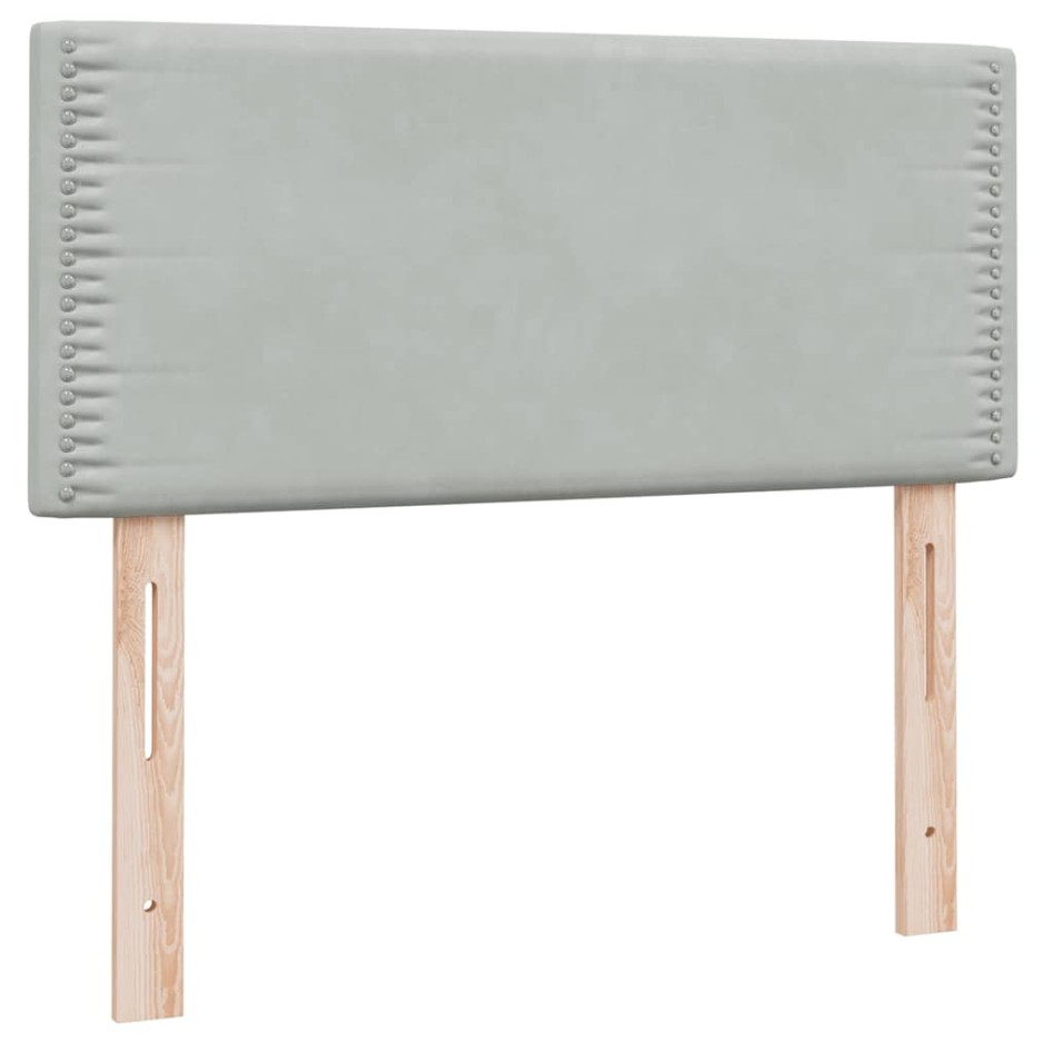 Cama box spring con colchón terciopelo gris claro 90x210