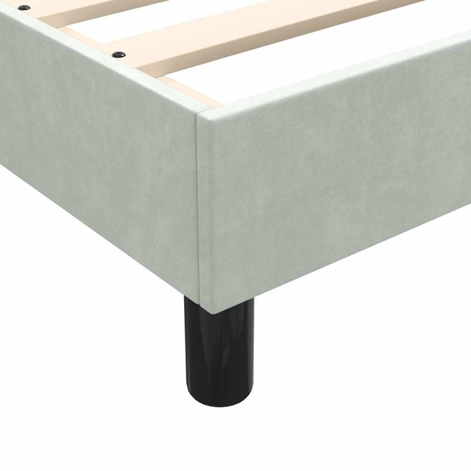 Cama box spring con colchón terciopelo gris claro 90x210