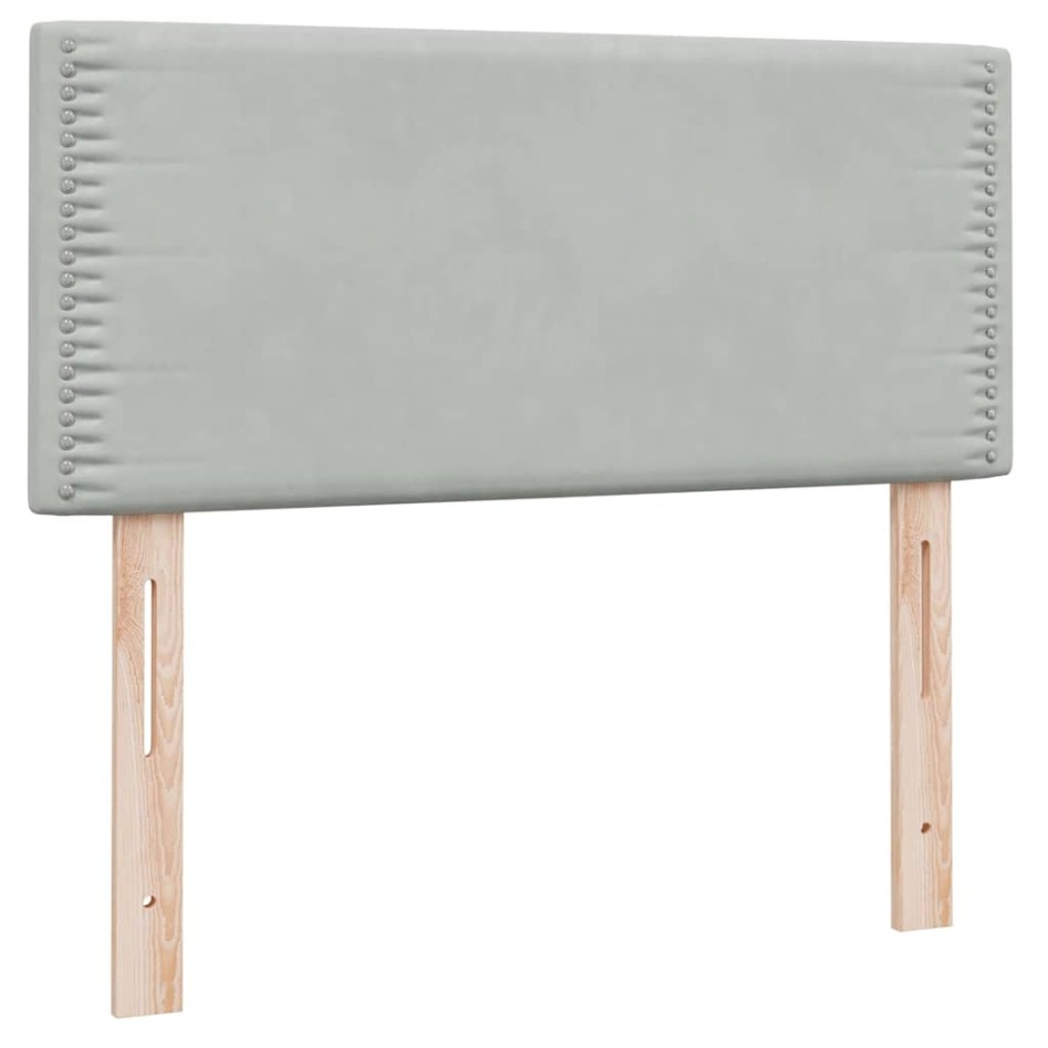 Cama box spring con colchón terciopelo gris claro 80x220