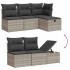 Set de sofás jardín y cojines 5 pzas ratán sintético gris