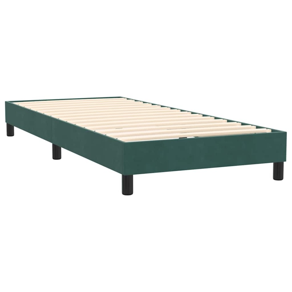 Cama box spring con colchón terciopelo verde oscuro 90x220
