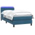 Cama box spring con colchón terciopelo azul oscuro 80x210