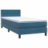 Cama box spring con colchón terciopelo azul oscuro 80x210