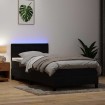 Cama box spring con colchón cuero sintético negro 80x220 cm