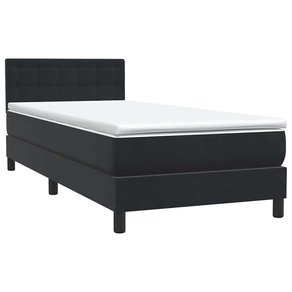 Cama box spring con colchón cuero sintético negro 80x220