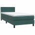 Cama box spring con colchón terciopelo verde oscuro 90x220