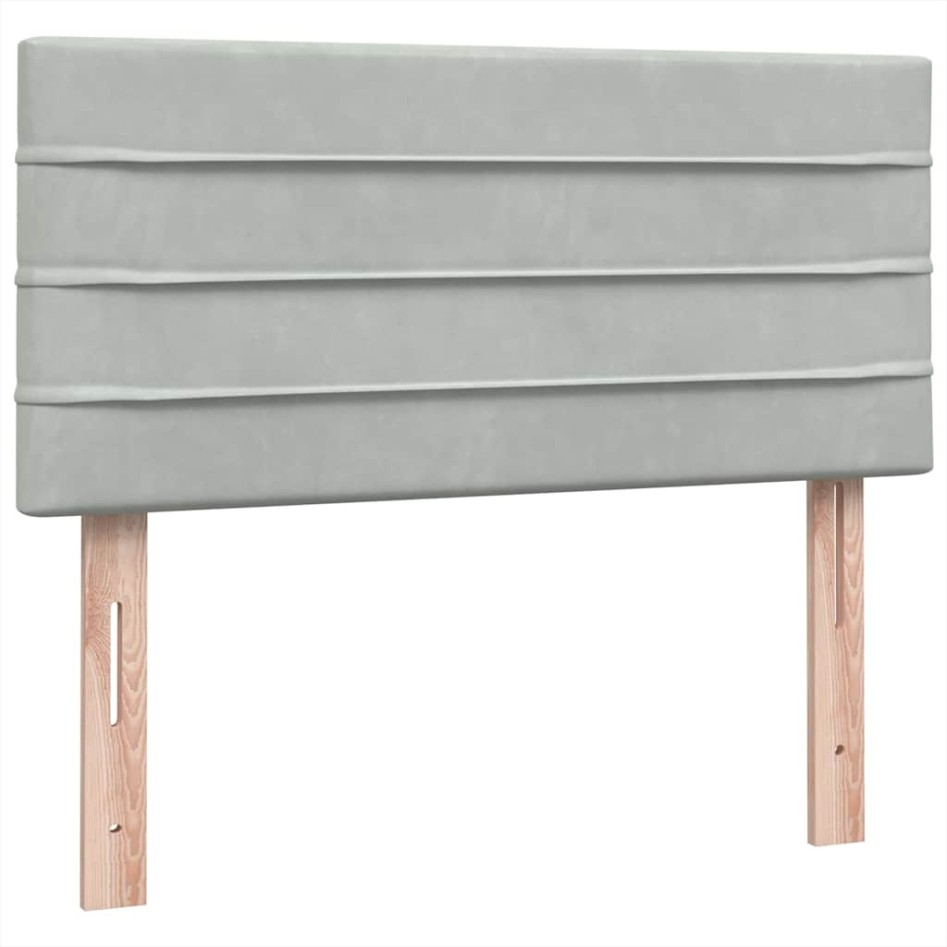 Cama box spring con colchón terciopelo gris claro 90x210