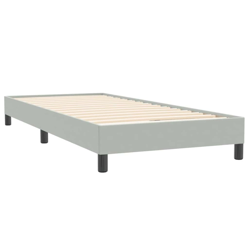 Cama box spring con colchón terciopelo gris claro 90x220