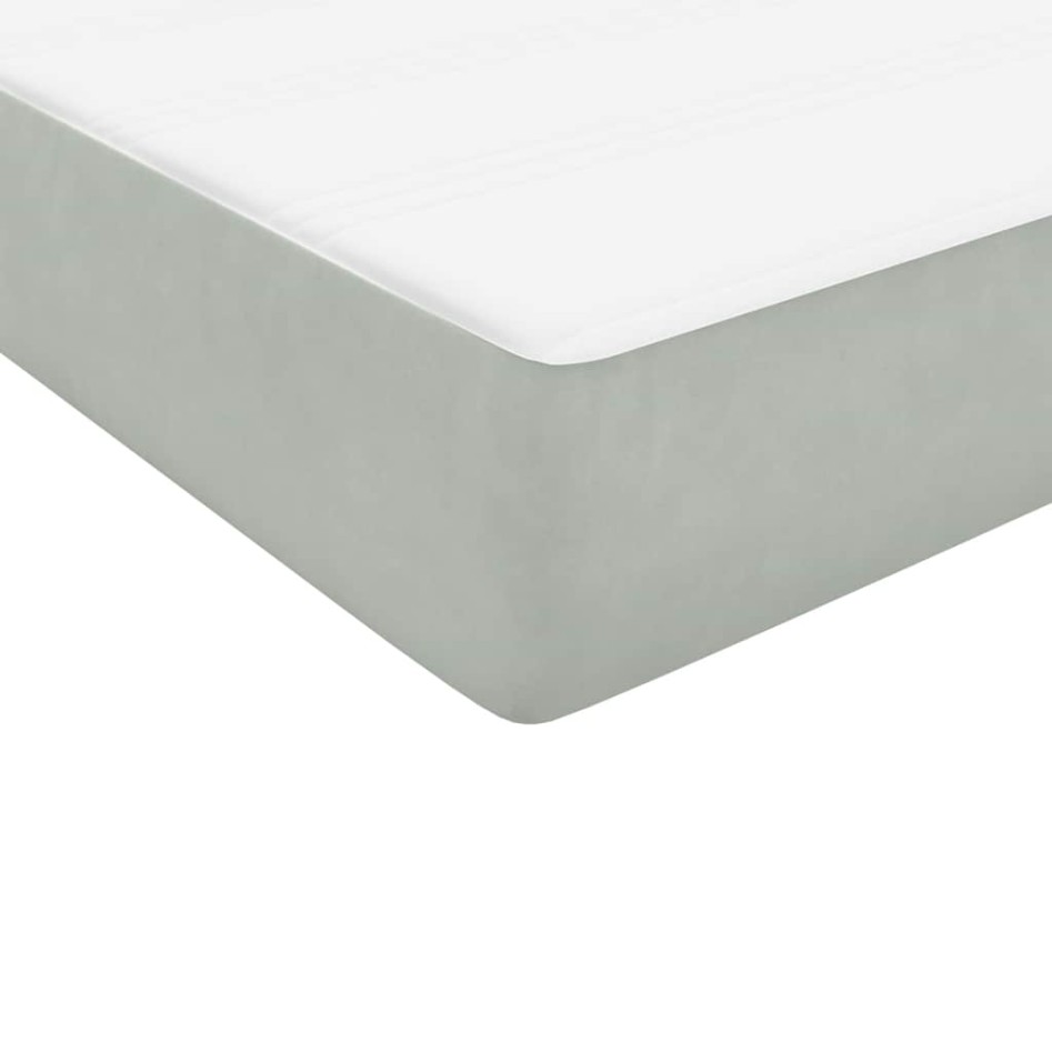 Cama box spring con colchón terciopelo gris claro 90x220