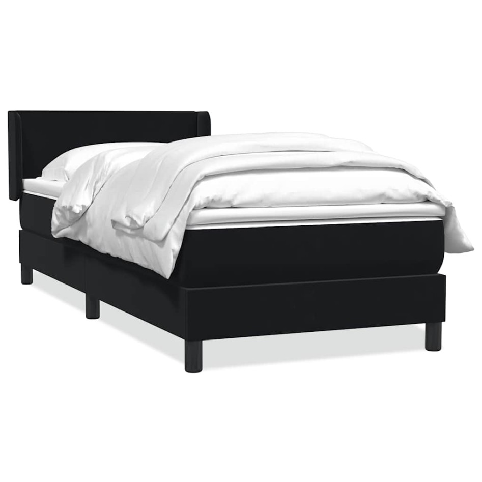 Cama box spring con colchón cuero sintético negro 80x220