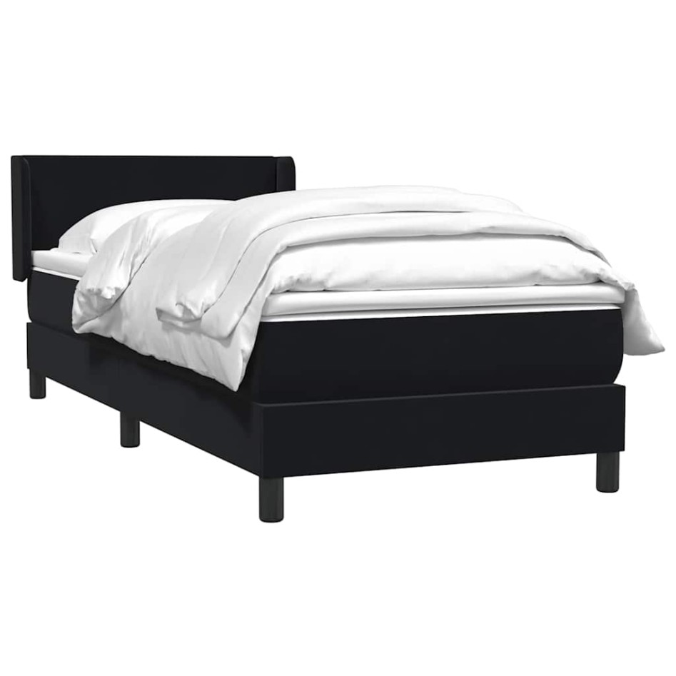 Cama box spring con colchón cuero sintético negro 80x220