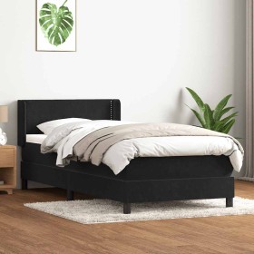 Cama box spring con colchón cuero sintético negro 80x220