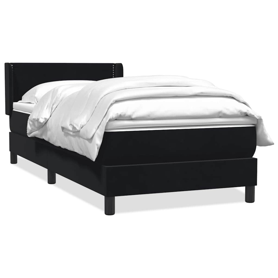 Cama box spring con colchón cuero sintético negro 80x220