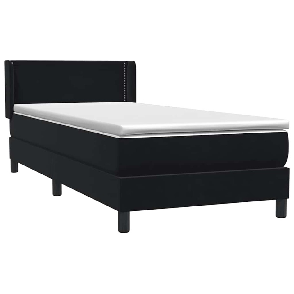 Cama box spring con colchón cuero sintético negro 80x220