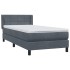 Cama box spring con colchón terciopelo gris oscuro 90x220