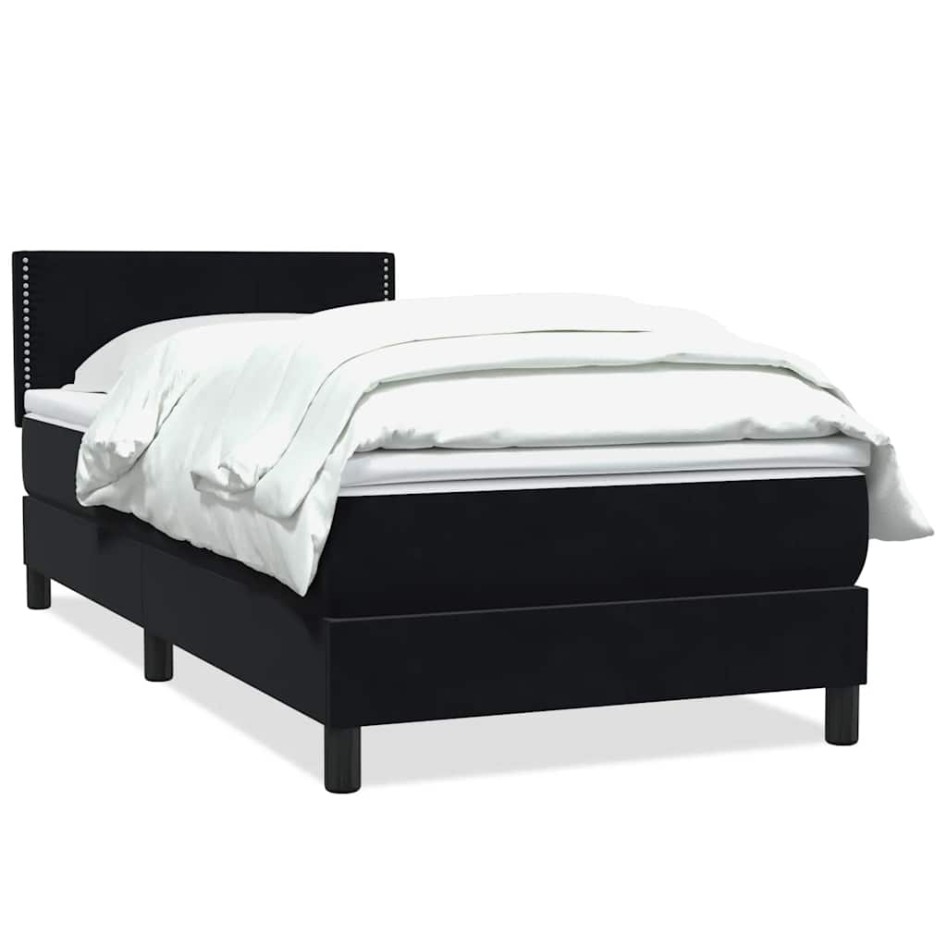 Cama box spring con colchón cuero sintético negro 80x220