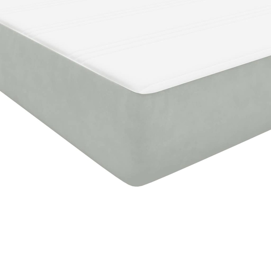 Cama box spring con colchón terciopelo gris claro 90x210