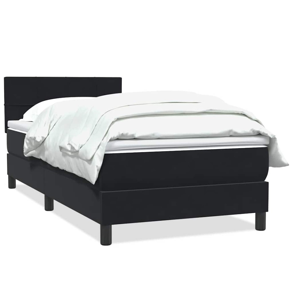 Cama box spring con colchón cuero sintético negro 90x210
