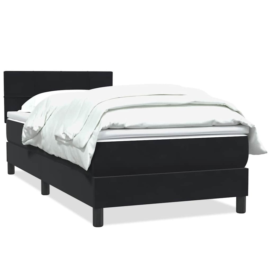Cama box spring con colchón terciopelo negro 90x220