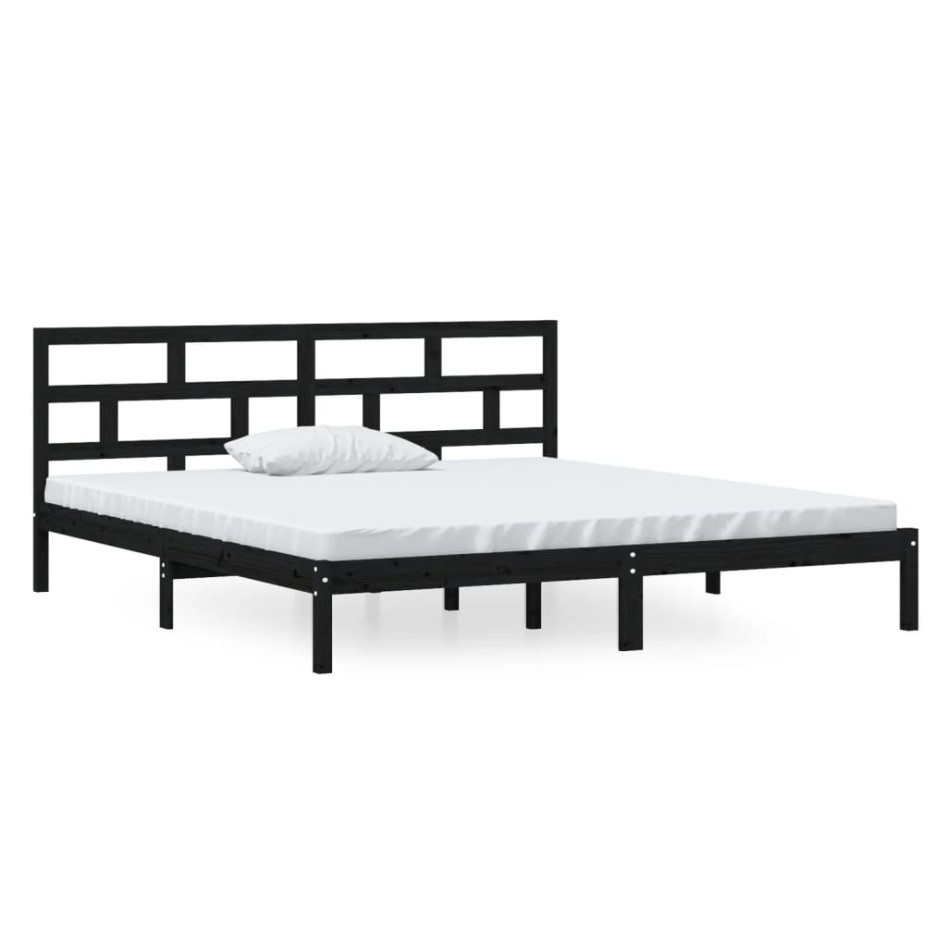 Estructura de cama de madera maciza de pino negro 140x190