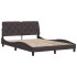 Estructura cama con LED sin colchón marrón oscuro 120x200