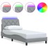 Estructura cama con LED sin colchón tela gris claro 90x190