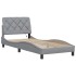 Estructura cama con LED sin colchón tela gris claro 90x190